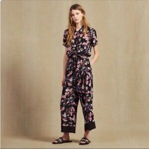 SANDRO Paris Olivier Floral Print Jumpsuit Size L / 42 / 10
